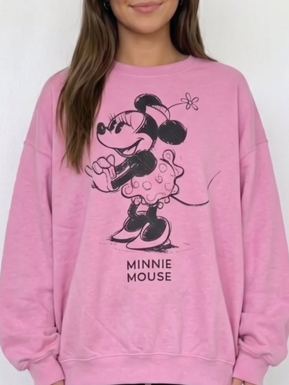 Disney Minnie Mouse Pink Graphic Sweatshirt – Size Medium